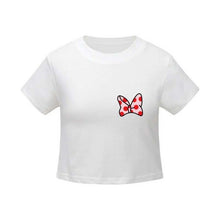 Load image into Gallery viewer, Vintage Summer Black White tshirt Women Sexy O-Neck Sleeveless T Shirt Cute Bowknot Printed Fitness Casual short T-shirt Female