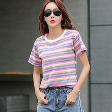 Load image into Gallery viewer, shintimes Striped T Shirt Women Summer Vintage Short Sleeve T-Shirt Female Cotton Korean Tshirt Woman Clothes Tee Shirt Femme