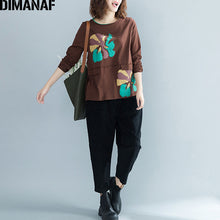Load image into Gallery viewer, DIMANAF Women&#39;s T-Shirts Plus Size Female Clothes Ladies Basic Tops Tees Print Black Pullover Autumn Cotton Loose tshirt 2018